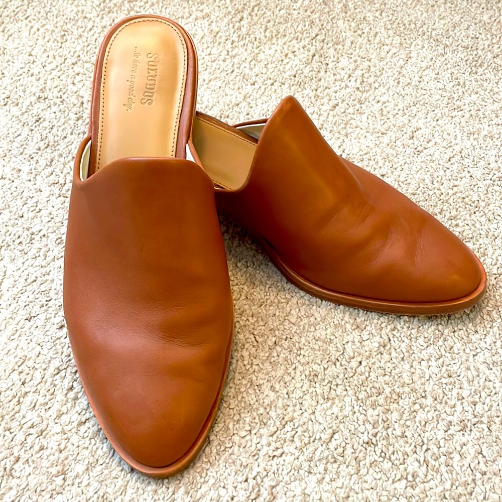 EUC Soludos Venetian Mules in Tan, Size 8